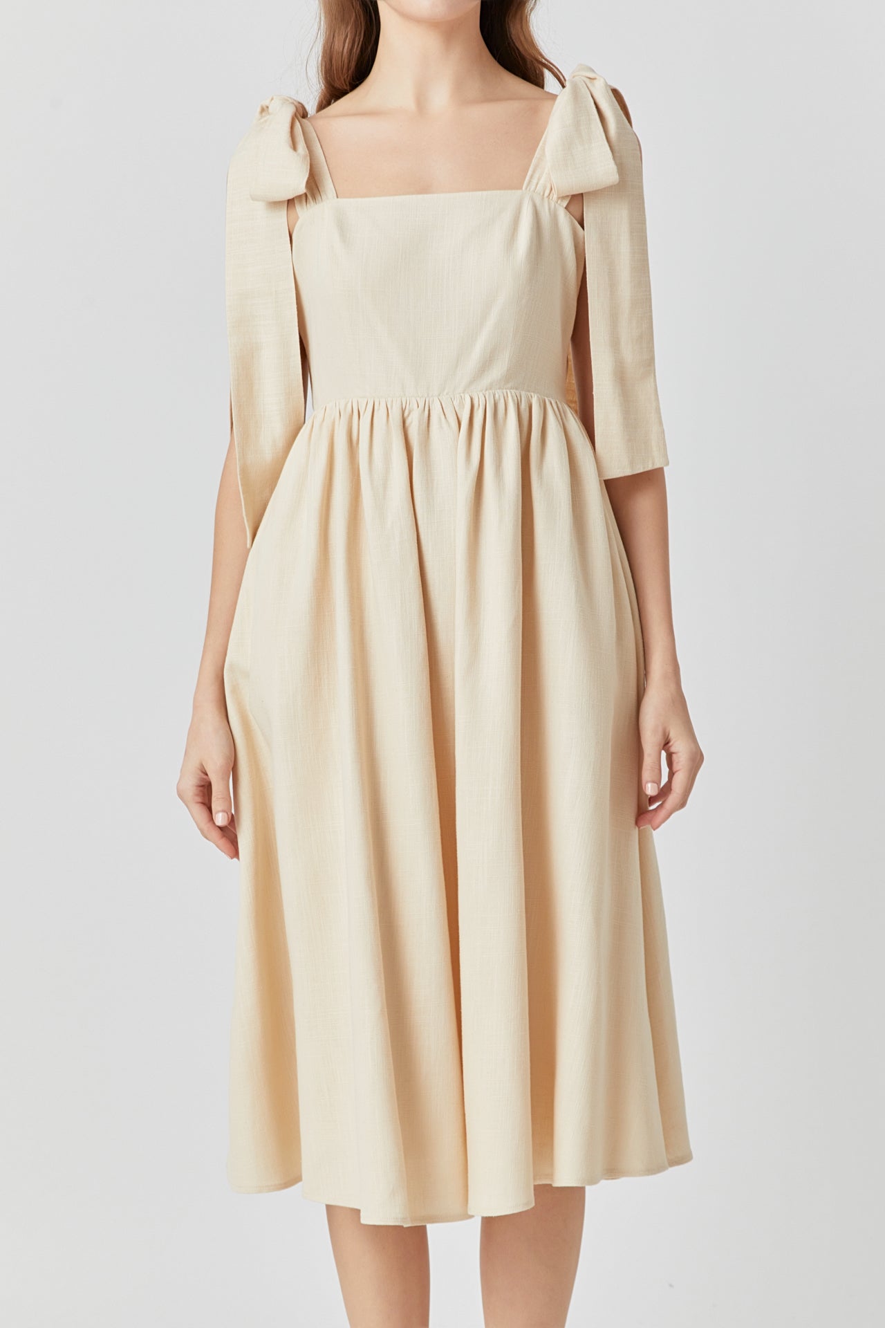 ENDLESS ROSE - Bow Shoulder Tie Midi Dress - DRESSES available at Objectrare