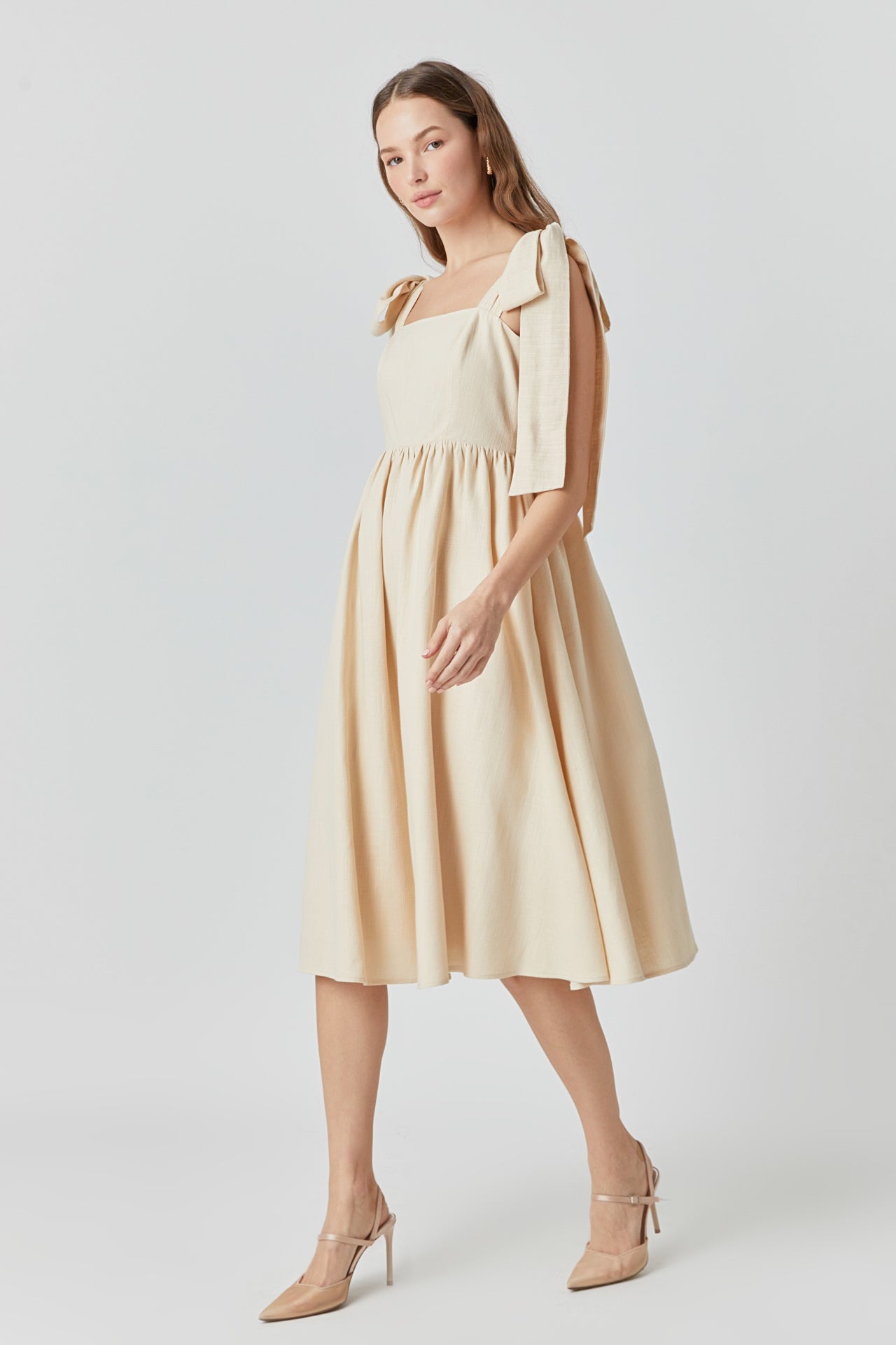 ENDLESS ROSE - Bow Shoulder Tie Midi Dress - DRESSES available at Objectrare