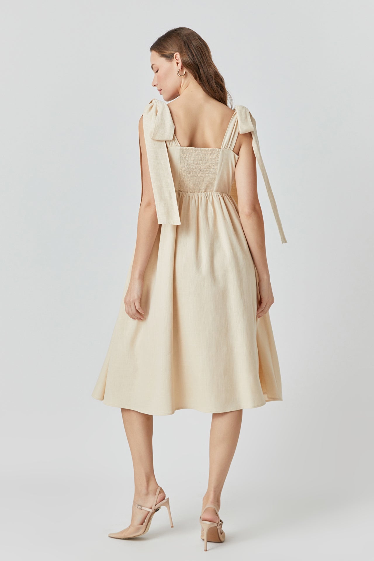 ENDLESS ROSE - Bow Shoulder Tie Midi Dress - DRESSES available at Objectrare
