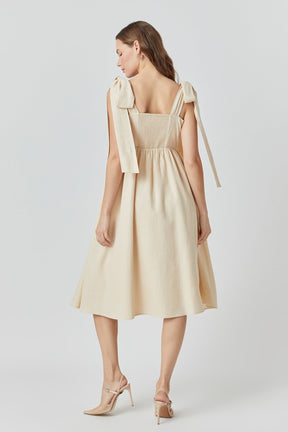 ENDLESS ROSE - Bow Shoulder Tie Midi Dress - DRESSES available at Objectrare