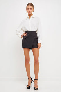 ENDLESS ROSE - Front Wrap Mini Skort - SKORTS available at Objectrare