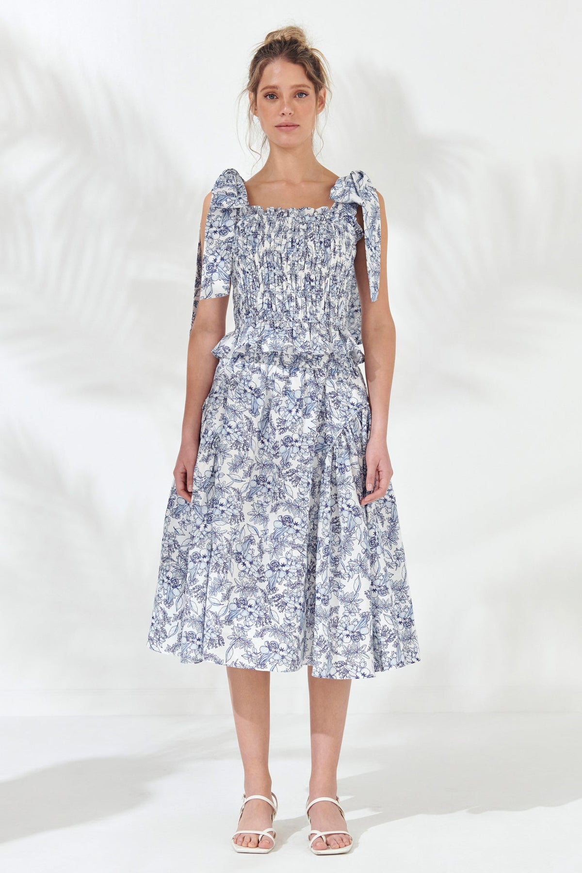 ENDLESS ROSE - Print Linen Midi Skirt - SKIRTS available at Objectrare