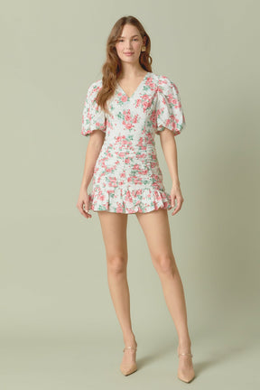 ENDLESS ROSE - Floral Linen Puff Sleeve Top - TOPS available at Objectrare