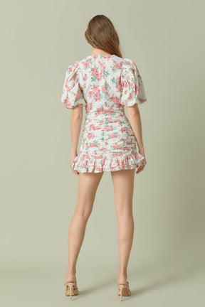 ENDLESS ROSE - Floral Linen Puff Sleeve Top - TOPS available at Objectrare
