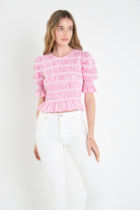 ENGLISH FACTORY - Smocked Gingham Top - TOPS available at Objectrare