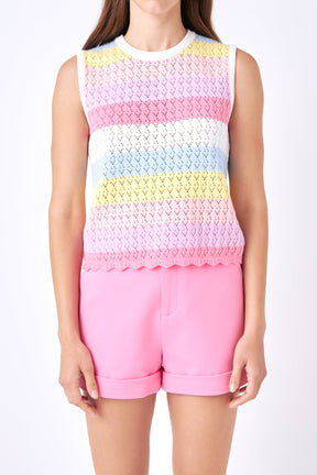 ENGLISH FACTORY - Striped Crochet Top - TOPS available at Objectrare