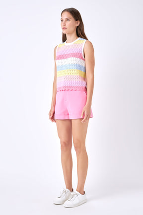 ENGLISH FACTORY - Striped Crochet Top - TOPS available at Objectrare