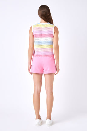 ENGLISH FACTORY - Striped Crochet Top - TOPS available at Objectrare