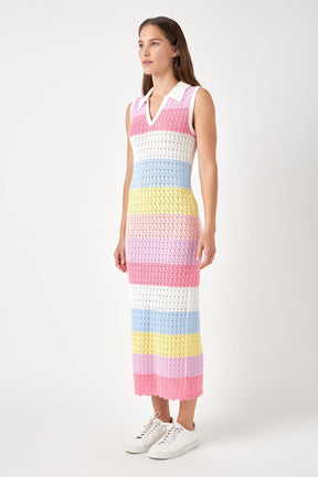 ENGLISH FACTORY - Crochet Knit Maxi Dress - DRESSES available at Objectrare