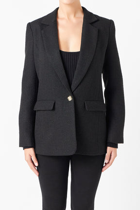 ENDLESS ROSE - Tweed Single Breast Blazer - BLAZERS available at Objectrare