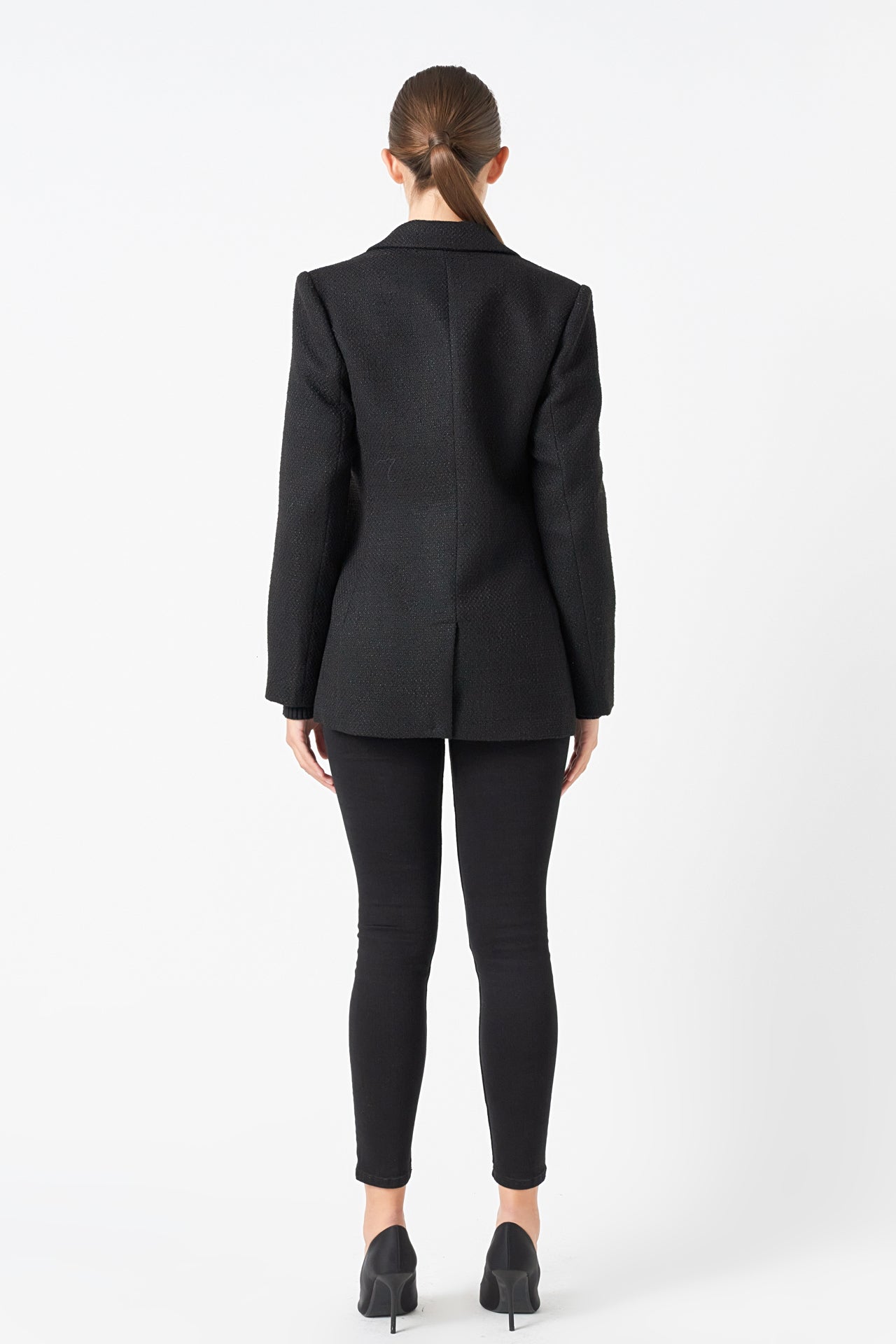 ENDLESS ROSE - Tweed Single Breast Blazer - BLAZERS available at Objectrare