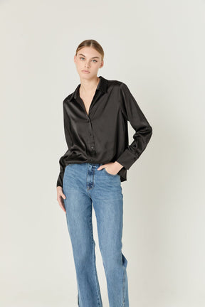 ENDLESS ROSE - Silky Button up Top - SHIRTS & BLOUSES available at Objectrare