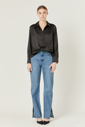 ENDLESS ROSE - Silky Button up Top - SHIRTS & BLOUSES available at Objectrare