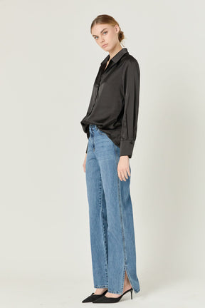 ENDLESS ROSE - Silky Button up Top - SHIRTS & BLOUSES available at Objectrare