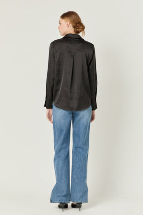 ENDLESS ROSE - Silky Button up Top - SHIRTS & BLOUSES available at Objectrare