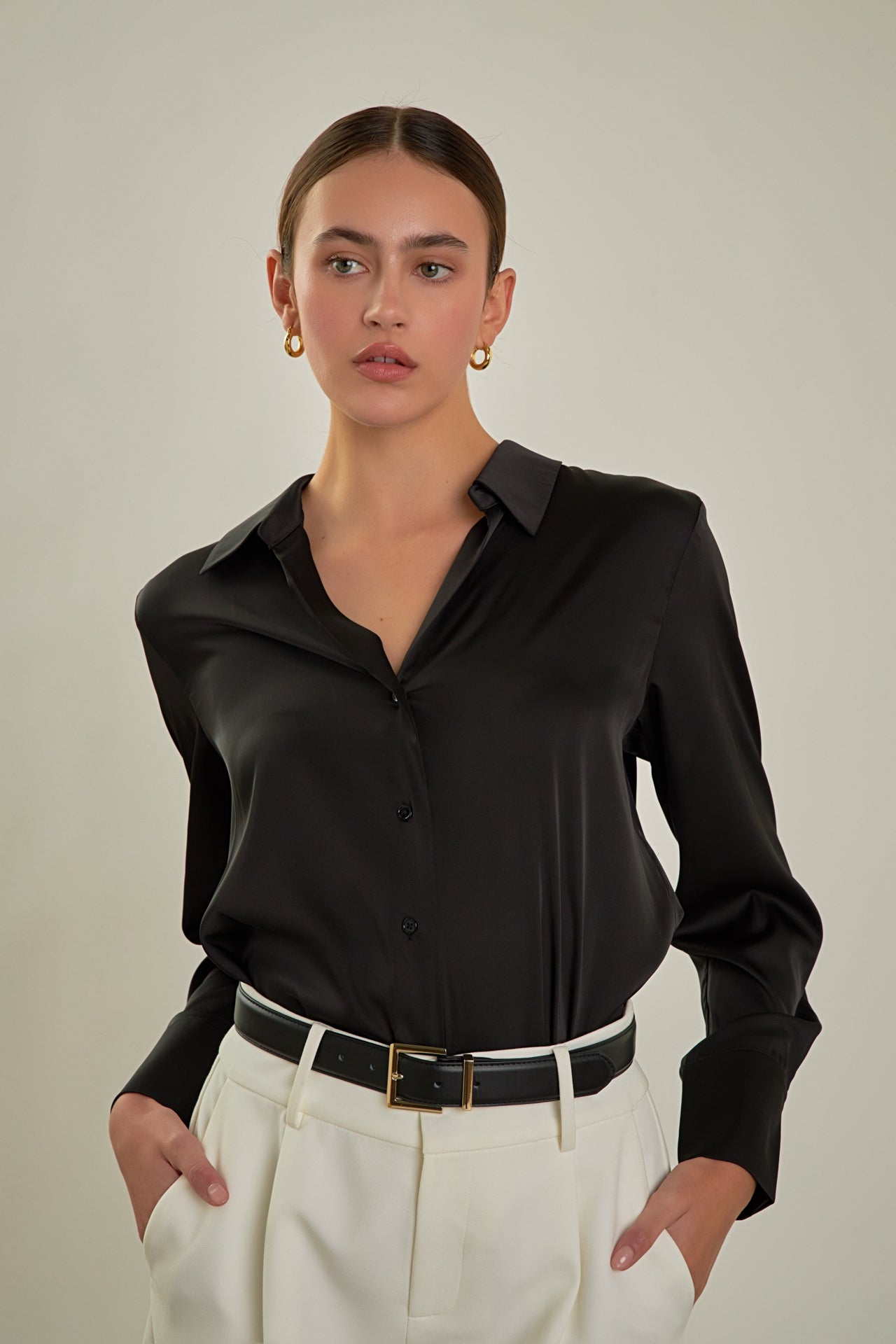 ENDLESS ROSE - Silky Button up Top - SHIRTS & BLOUSES available at Objectrare