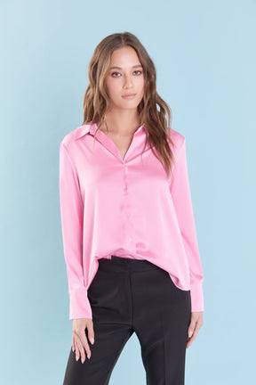 ENDLESS ROSE - Silky Button up Top - SHIRTS & BLOUSES available at Objectrare