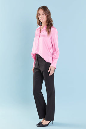 ENDLESS ROSE - Silky Button up Top - SHIRTS & BLOUSES available at Objectrare
