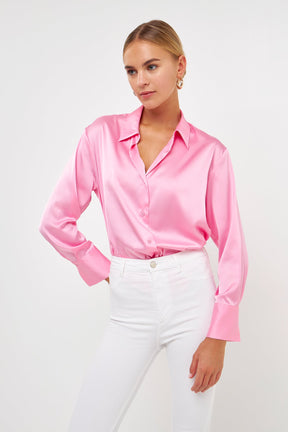 ENDLESS ROSE - Endless Rose - Silky Button up Top - SHIRTS & BLOUSES available at Objectrare