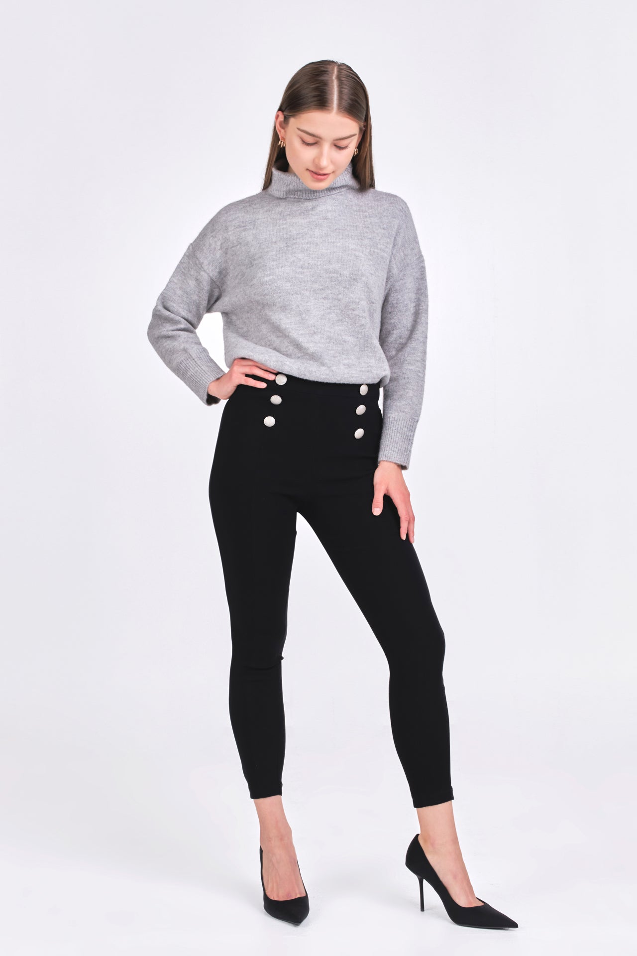 ENDLESS ROSE - Stretch Skinny Buttoned Pants - PANTS available at Objectrare