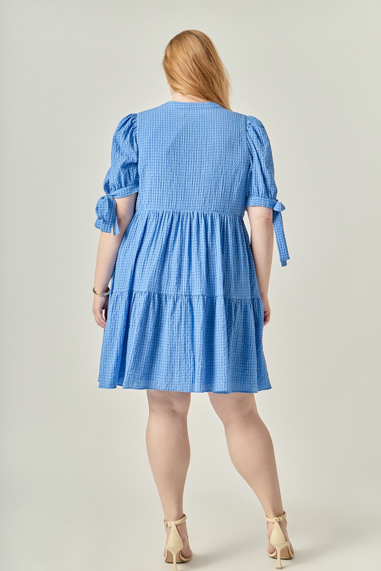 Plus Size Gingham Tiered Mini Dress