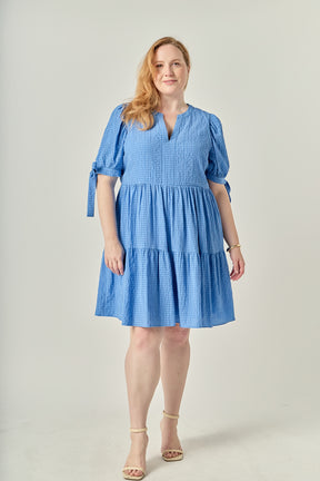 Plus Size Gingham Tiered Mini Dress