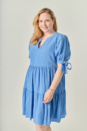 Plus Size Gingham Tiered Mini Dress