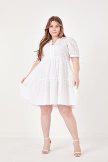 Plus Size Gingham Tiered Mini Dress