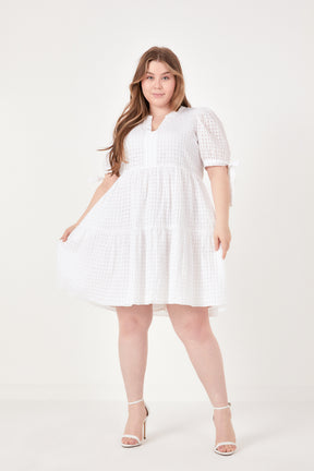 Plus Size Gingham Tiered Mini Dress
