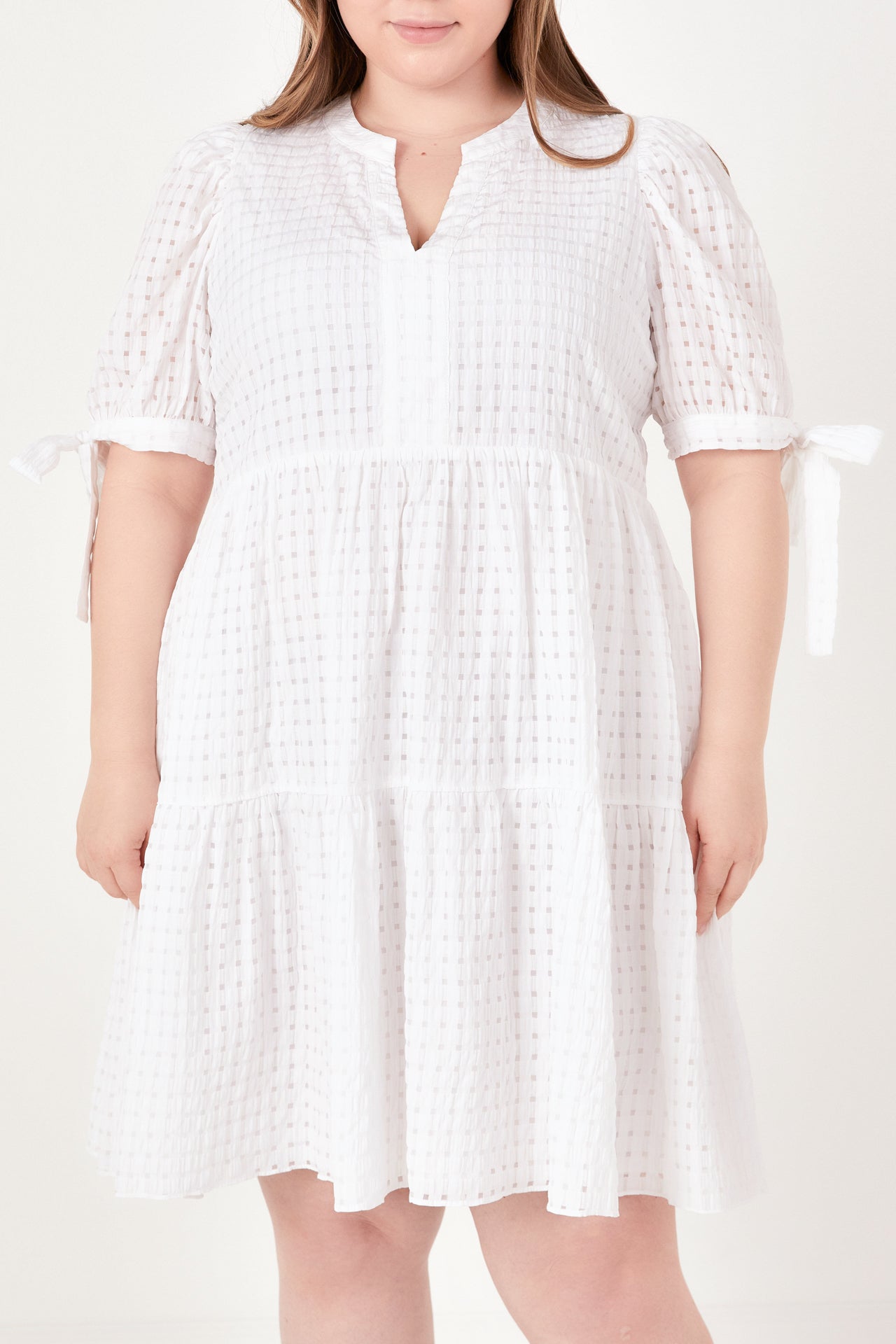 Plus Size Gingham Tiered Mini Dress