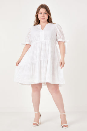 Plus Size Gingham Tiered Mini Dress