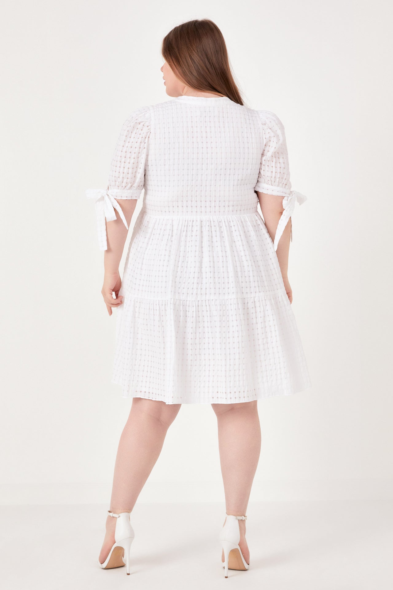 Plus Size Gingham Tiered Mini Dress