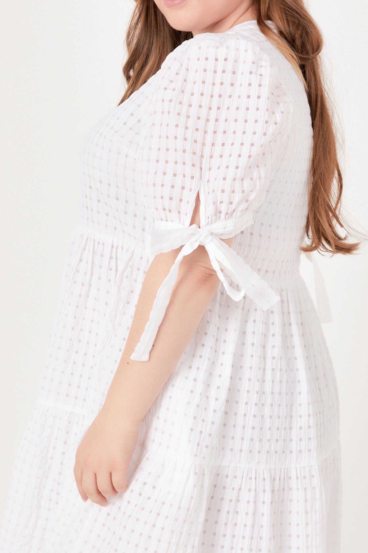 Plus Size Gingham Tiered Mini Dress