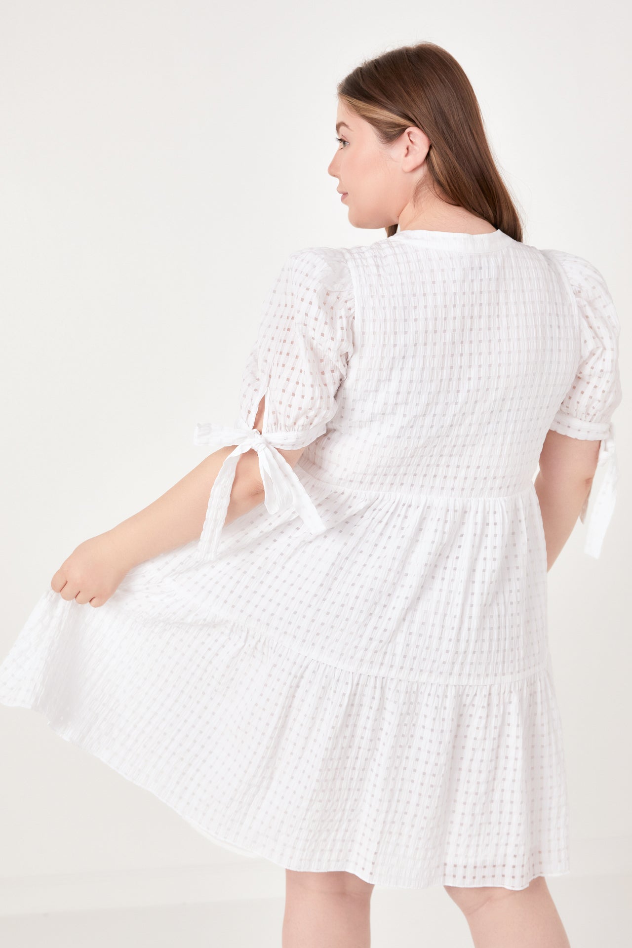 Plus Size Gingham Tiered Mini Dress