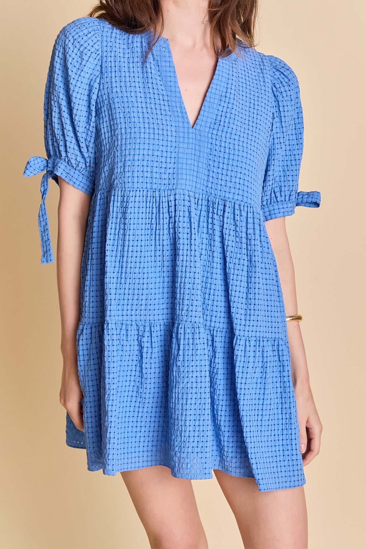ENGLISH FACTORY - Gingham Tiered Mini Dress - DRESSES available at Objectrare