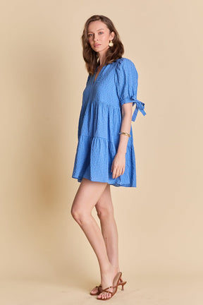 ENGLISH FACTORY - Gingham Tiered Mini Dress - DRESSES available at Objectrare