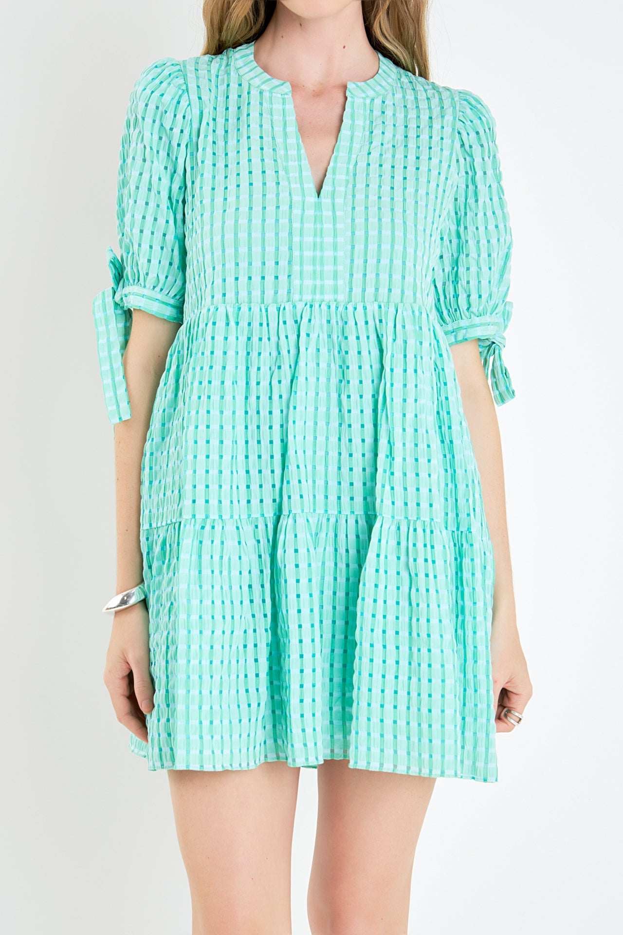 ENGLISH FACTORY - English Factory - Gingham Tiered Mini Dress - DRESSES available at Objectrare