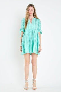ENGLISH FACTORY - Gingham Tiered Mini Dress - DRESSES available at Objectrare