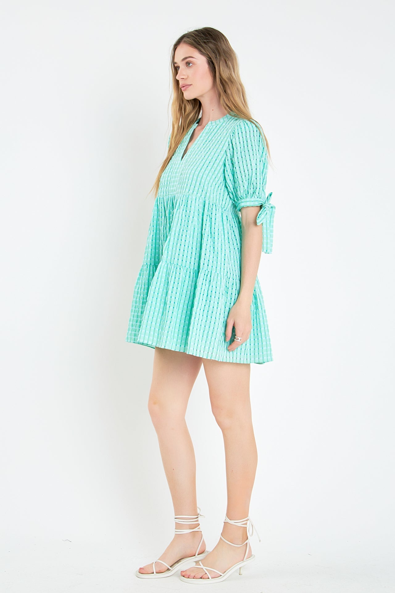 ENGLISH FACTORY - Gingham Tiered Mini Dress - DRESSES available at Objectrare