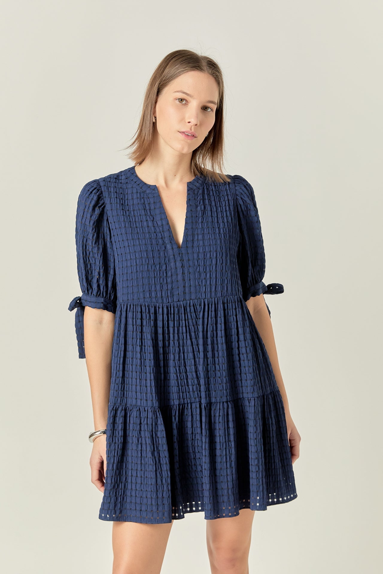 ENGLISH FACTORY - Gingham Tiered Mini Dress - DRESSES available at Objectrare