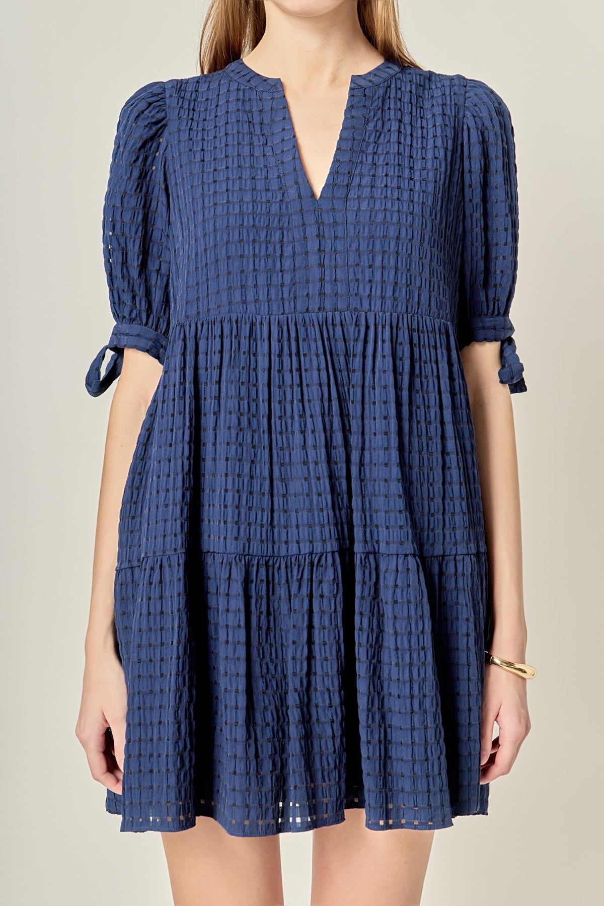 ENGLISH FACTORY - Gingham Tiered Mini Dress - DRESSES available at Objectrare