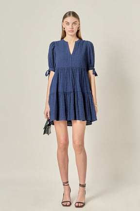 ENGLISH FACTORY - Gingham Tiered Mini Dress - DRESSES available at Objectrare