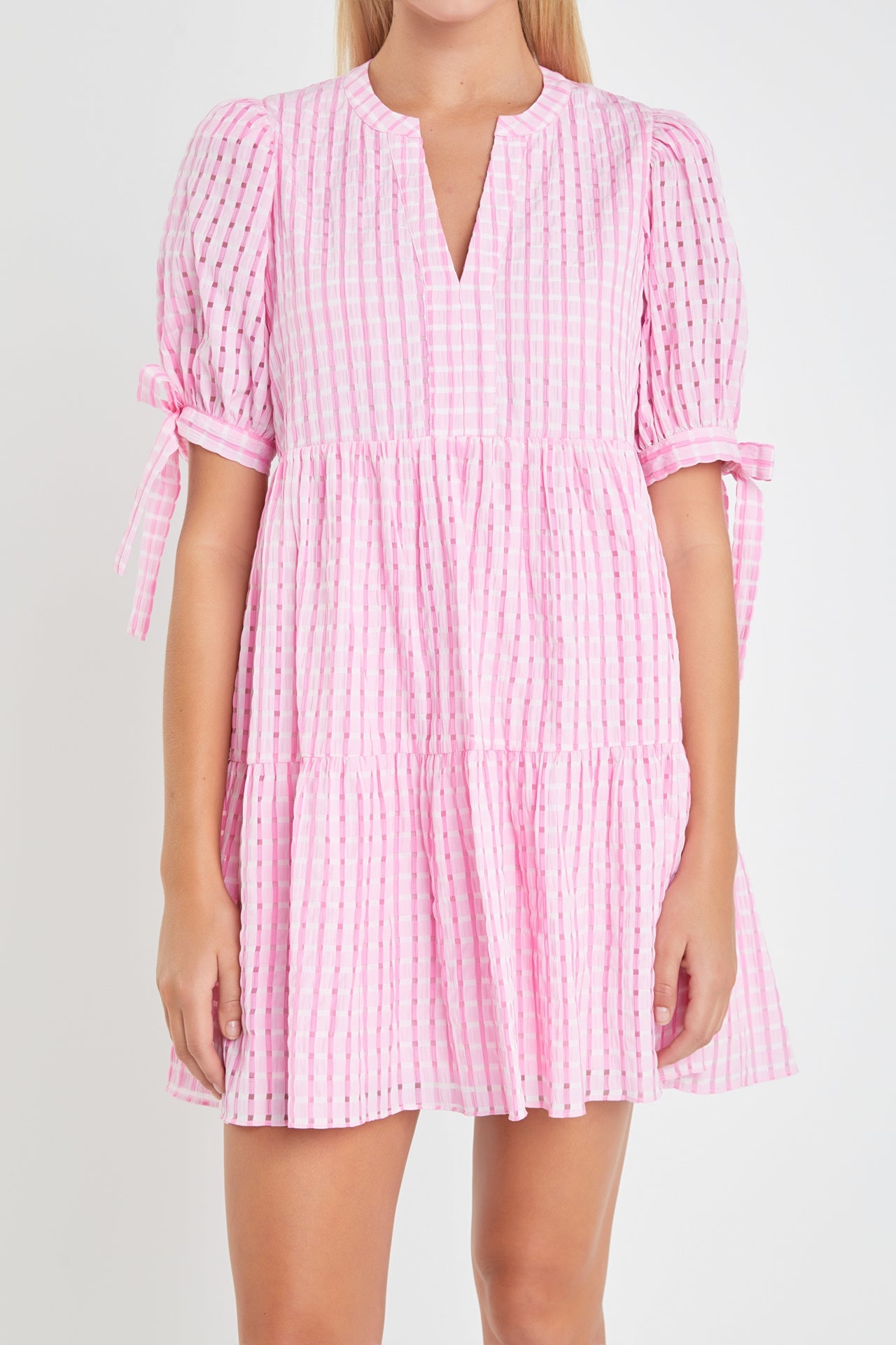 Gingham Tiered Mini Dress