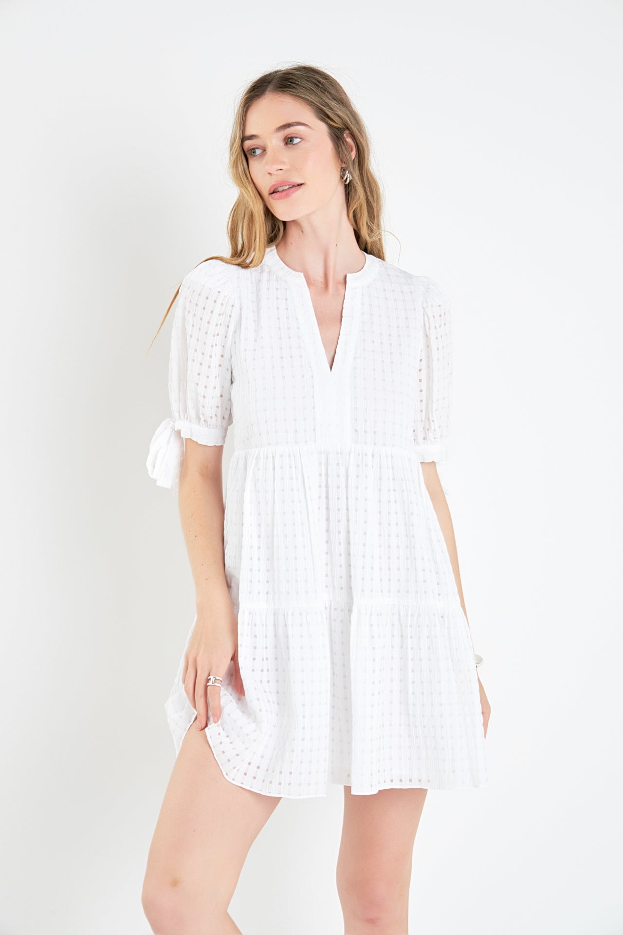 ENGLISH FACTORY - Gingham Tiered Mini Dress - DRESSES available at Objectrare
