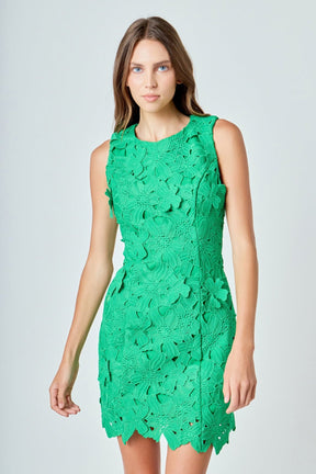 ENDLESS ROSE - Floral Embroidered Mini Dress - DRESSES available at Objectrare