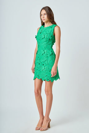 ENDLESS ROSE - Floral Embroidered Mini Dress - DRESSES available at Objectrare
