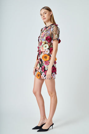 ENDLESS ROSE - Floral Embroidered Mini Skirt - SKIRTS available at Objectrare