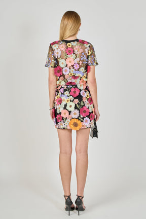ENDLESS ROSE - Floral Embroidered Mini Skirt - SKIRTS available at Objectrare