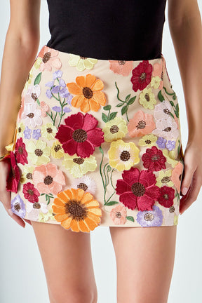 ENDLESS ROSE - Floral Embroidered Mini Skirt - SKIRTS available at Objectrare