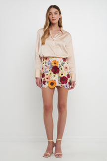 ENDLESS ROSE - Floral Embroidered Mini Skirt - SKIRTS available at Objectrare